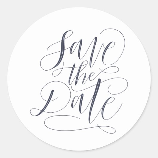 Sticker Rond Script Whimsical Enregistrer La Date (Devant)