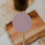Sticker Rond Script Whimsical | Faveur de mariage Rose Merci<br><div class="desc">Voici notre magnifique script lunatique | rose merci mariage faveur classique collant rond parfait pour votre simple fête de printemps de boho moderne. Notre design élégant comprend une palette de couleurs vives et pastel avec un script de calligraphie vintage et chic. Que vous préfériez un style minimaliste ou classique, notre...</div>
