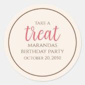 Sticker Rond Script Whimsical Simple Fun Jote Party Treat (Devant)