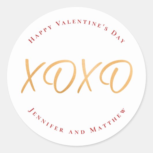 Sticker Rond Script XOXO Joyeuse Saint-Valentin Fête (Devant)