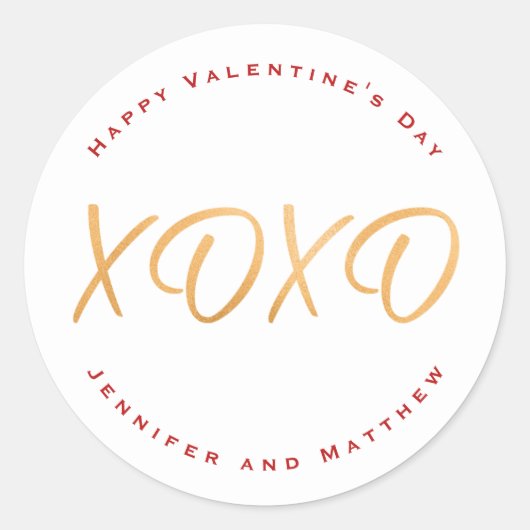 Sticker Rond Script XOXO Joyeuse Saint-Valentin Fête (Devant)
