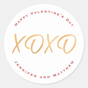 Sticker Rond Script XOXO Joyeuse Saint-Valentin Fête