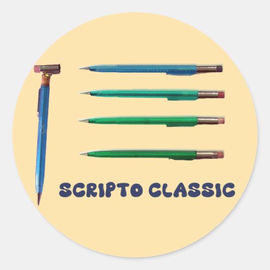 Sticker Rond Scripto Crayons mécaniques classiques (Devant)