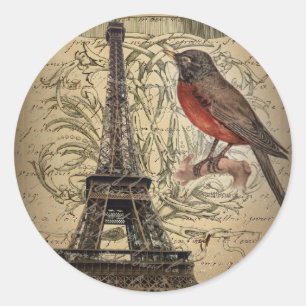 Sticker Rond scripts romantiques eiffel tower paris mariage