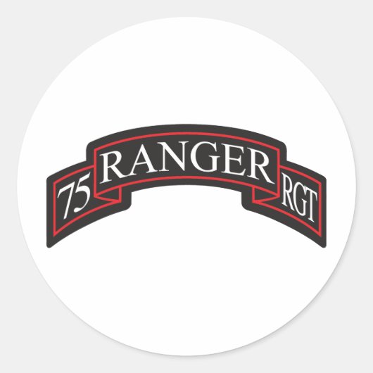 Sticker Rond Scroll du 75e régiment de Rangers (Devant)