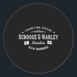 Sticker Rond Scrooge and Marley Counting House Christmas Carol<br><div class="desc">Scrooge and Marley Counthouse Christmas Carol Bah Humbug</div>