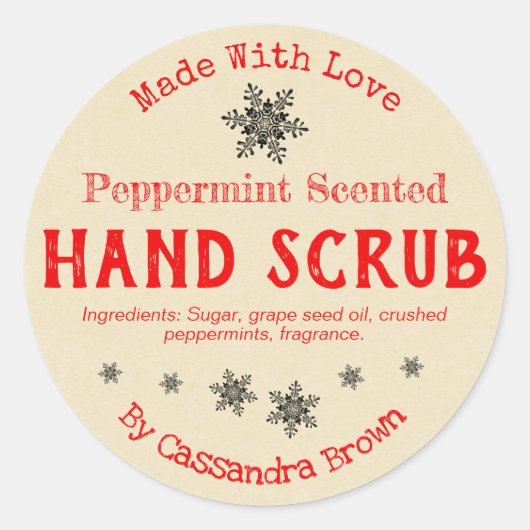Sticker Rond Scrub main de Noël personnalisable do-it-yourself  (Devant)