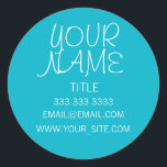 Sticker Rond Scuba Blue Freehand simple<br><div class="desc">Cool,  élégant et minimaliste. Bleu et blanc.</div>