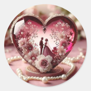 Sticker Rond Sculpture "Cœur d'amour éternel"