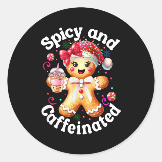 Sticker Rond Scy And Caffeinated Coffee Cute Gingerbread Christ (Devant)