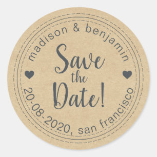 Sticker Rond Se marier Enregistrer la date Kraft Envelope Seal