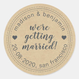 Sticker Rond Se marier Enregistrer la date Kraft Envelope Seal
