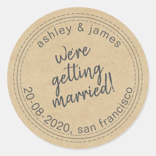 Sticker Rond Se marier Enregistrer la date Kraft Envelope Seal (Devant)