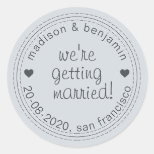 Sticker Rond Se marier Enregistrer la date Sceau d'enveloppe bl