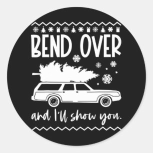 Sticker Rond se pencher et vous montrer noël pyjama drôle