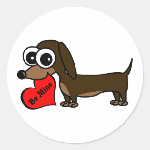 Sticker Rond Se tenir mignon de teckel soit coeur de mine