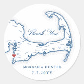Sticker Rond Sea Crest Cape Cod Merci Mariage Faveur (Devant)