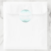 Sticker Rond Sea Foam Green Beach Aquarelle Mariage moderne (Sac)