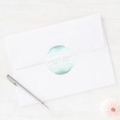 Sticker Rond Sea Foam Green Beach Aquarelle Mariage moderne (Enveloppe)