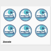 Sticker Rond Sea Island Beach Georgia Palm Tree Birds (Feuille)