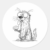 Sticker Rond Sea Otter Abstract Art Rtrait Drawing Whimsical Fu (Devant)