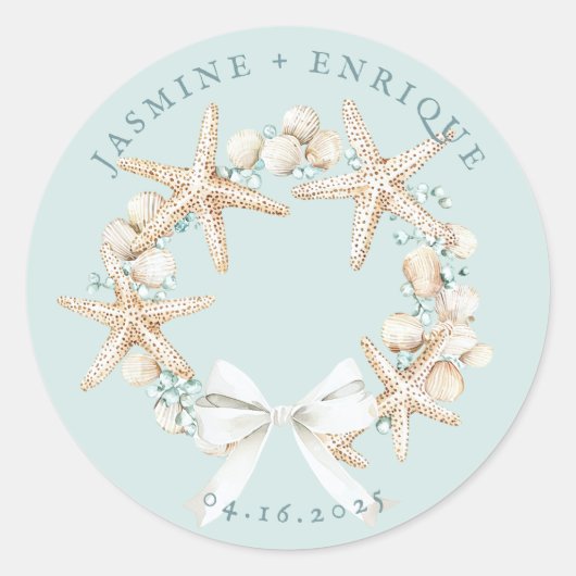 Sticker Rond Sea Shell | Beach Wedding (Devant)