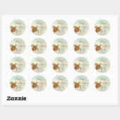 Sticker Rond Sea Turtle Modern Coastal Ocean Beach Swirls (Feuille)