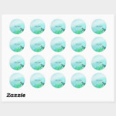 Sticker Rond Sea Turtle Ocean Beach Art Mariage Personnalisé Fa (Feuille)