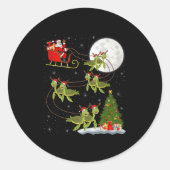 Sticker Rond Sea Turtle Santa Sleigh Flying Funny Magical Chris (Devant)