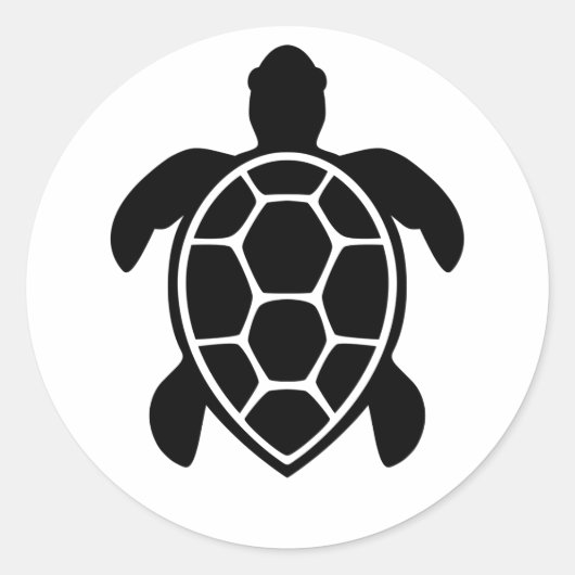 Sticker Rond Sea Turtle Silhouette Minimalist (Devant)