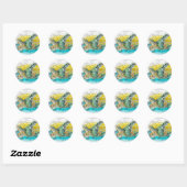 Sticker Rond Sea Turtle Watercolor (Feuille)