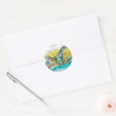 Sticker Rond Sea Turtle Watercolor (Enveloppe)