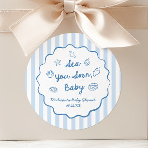 Sticker Rond Sea You Soon Bébé Shower de Bébé Côté Mer