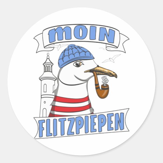 Sticker Rond Seagull Moin Flitzpiepen (Devant)