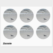 Sticker Rond Seagull on the Beach (Feuille)