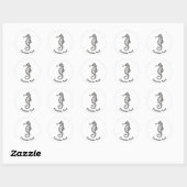 Sticker Rond Seahorse Black (Feuille)