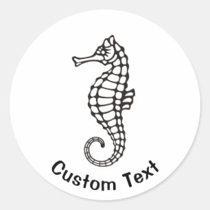 Sticker Rond Seahorse Black