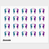 Sticker Rond Seahorse, Seahorse en amour (Feuille)
