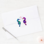 Sticker Rond Seahorse, Seahorse en amour (Enveloppe)