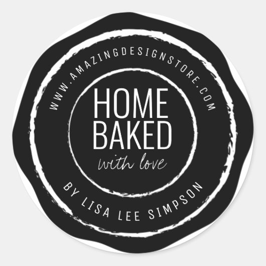 Sticker Rond Seal Stamp Home Baked Rustic (Devant)