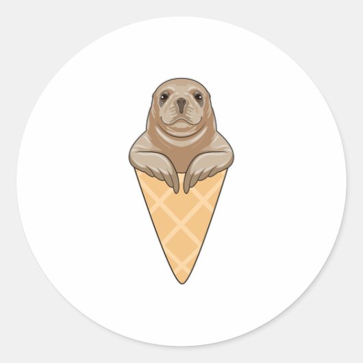 Sticker Rond Seal with Ice cream cone (Devant)