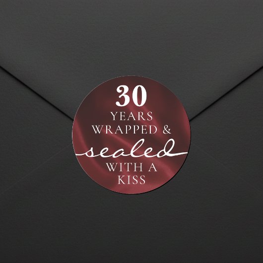 Sticker Rond Sealed with a Kiss Red 30th Birthday Anniversary
