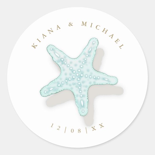 Sticker Rond Seam Beach Wedding Starfish ID837 (Devant)