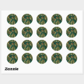 Sticker Rond Seamless pattern with golden ferns (Feuille)