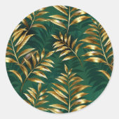 Sticker Rond Seamless pattern with golden ferns (Devant)
