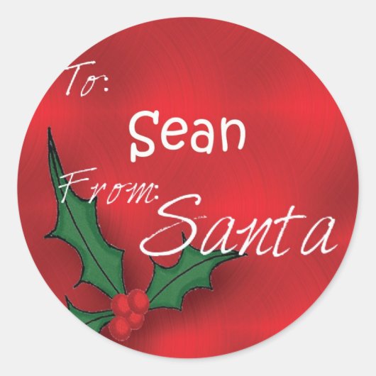 Sticker Rond Sean Personalized Holly Étiquette110 (Devant)