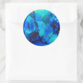 Sticker Rond Seascape Alcohol Ink Abstract (Sac)