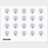 Sticker Rond Seashell Beach Wedding Marine Côtière Bleu (Feuille)