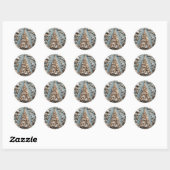 Sticker Rond Seashell Coastal Christmas Tree (Feuille)