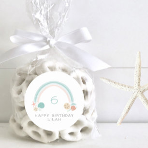 Sticker Rond Seashell Rainbow Nautic Anniversaire